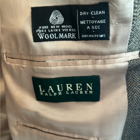 Men’s Wool Lauren Ralph Lauren Tweed/Herringbone Sports Coat Blazer 44L EUC - Picture 6 of 7